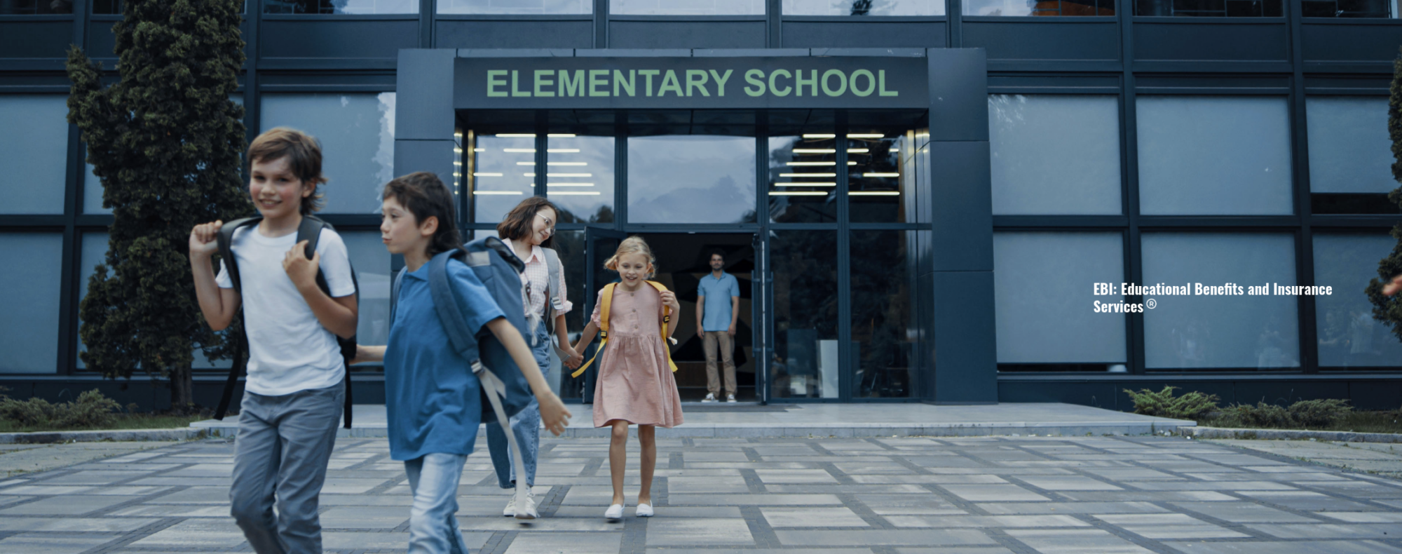 Kids in front of school